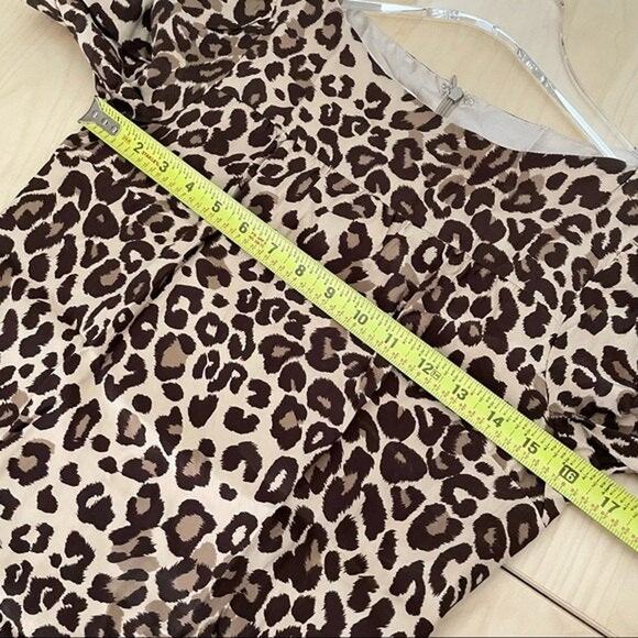 BRITT RYAN Womens Silk Leopard Print Short Sleeve Blouse Size 2 - Picture 6 of 9